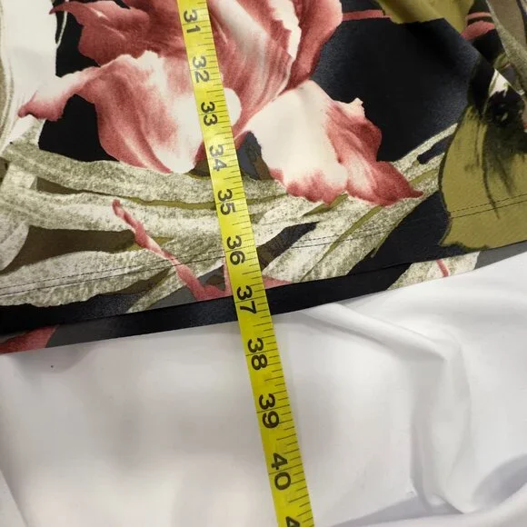 NWT Sandra Darren SZ14 Green, Black Pink Floral Beaded Neckline Sleeveless Dress - Picture 4 of 12